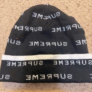 Supreme Repeat Logo  Black and White Beanie